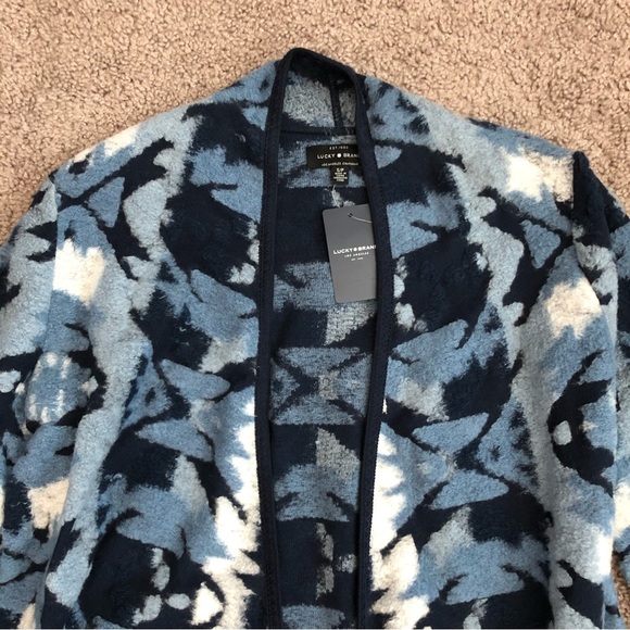 Lucky Brand Blue Blanket Fringe Cardigan Sweater - Picture 5 of 9